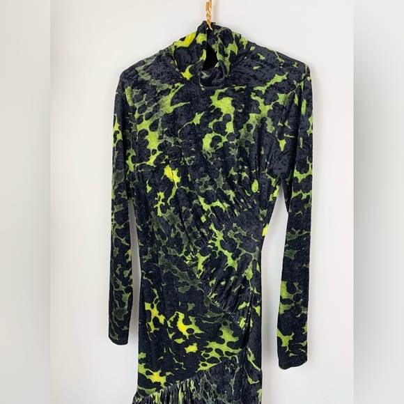 Dries Van Noten Henalis Velvet Green and Black Dress - Picture 11 of 16